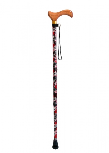 Трость телескопическая ТР1 (01) с цветной стойкой с деревянной ручкой