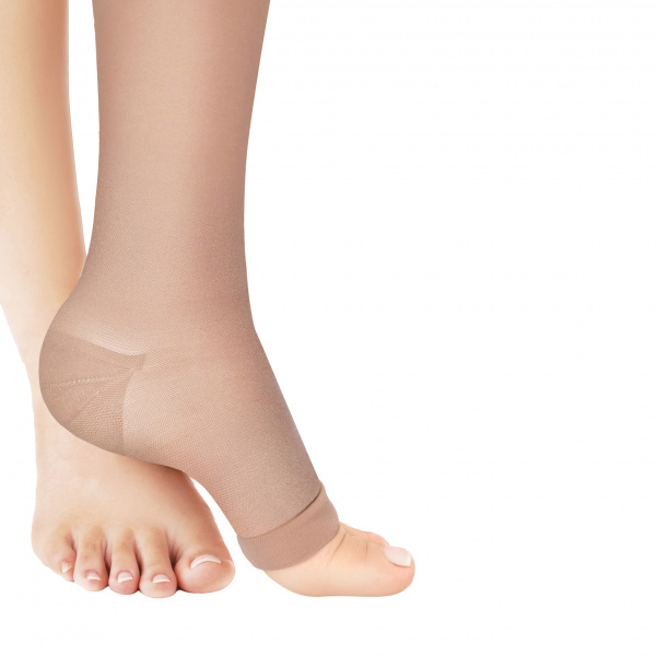 ID-230 Компрессионные гольфы с силиконовой резинкой (открытый носок), пара, Open toe, Способствует нормализации оттока венозной крови за счет градуированной компрессии на мышцы и венозную стенку